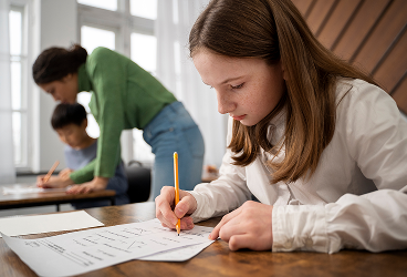 Students studying languages